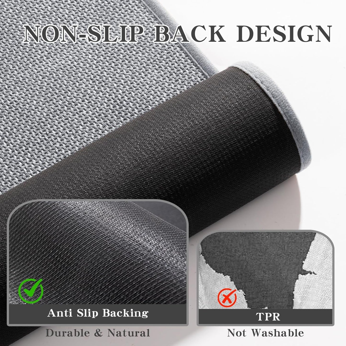 chakme Bathroom Rugs Mat U-Shaped 24x17, Ultra ThinNon Slip Bath Mat Small Quick Dry Absorbent Bath Matfor Bathroom Floor, (Light Grey, U-24"x17")