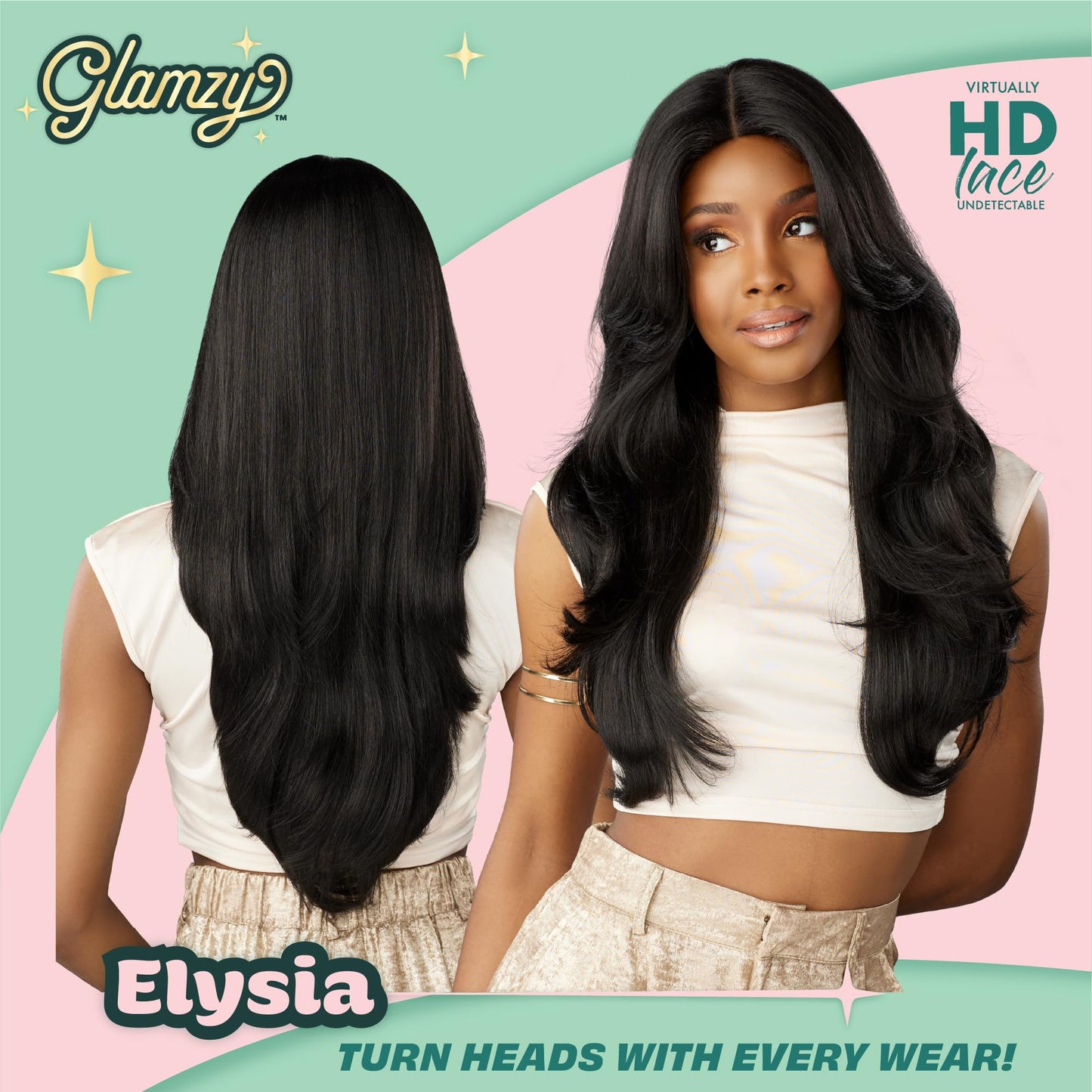 Sensationnel Glamzy Lace Part Wigs - Elysia Glueless Hand Tied Wider V Parting Synthetic Hair (LT613/ASHBROWN)