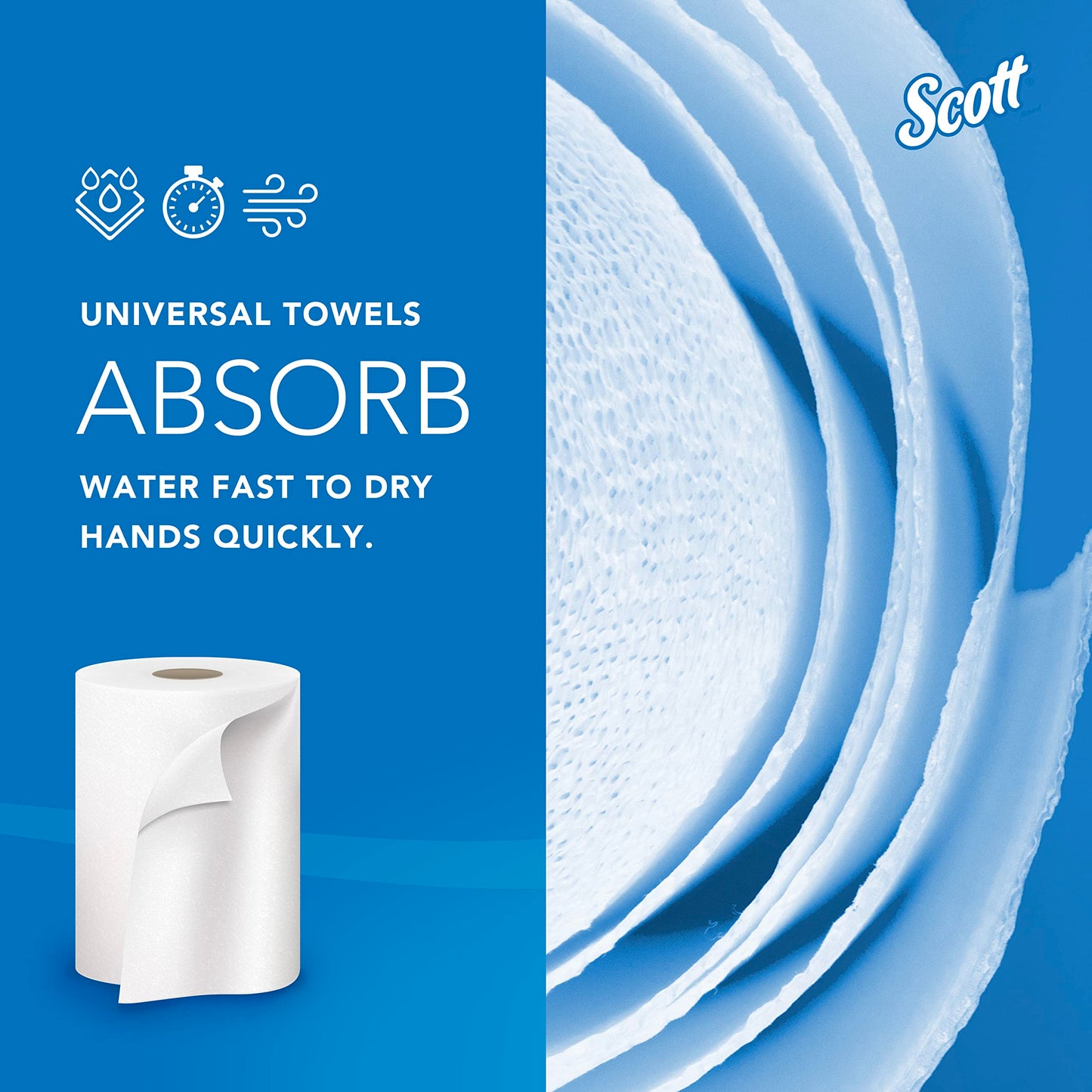 Scott Professional Universal 100% Recycled Fiber Hard Roll Paper Towels, Bulk (56158), Hardwound 1.5' Core, Absorbency Pockets, Compressed, White (6 Rolls at 800' Each, 4,800'/Case)