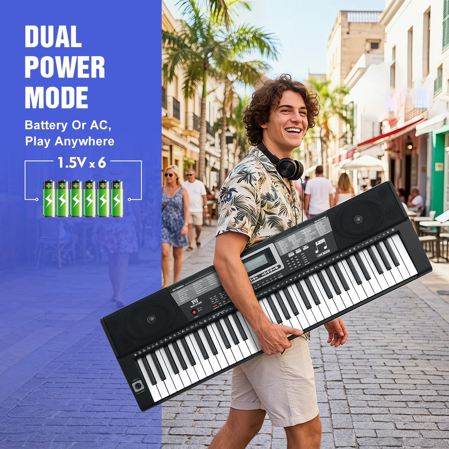 MUSTAR Piano Keyboard, 61 Key Keyboard Piano Electric Piano with Stand, Touch Sensitive Keyboards Piano 61 Key for Beginners, Headphones, Microphone, MP3/USB/LCD Screen, Holiday Birthday Gifts