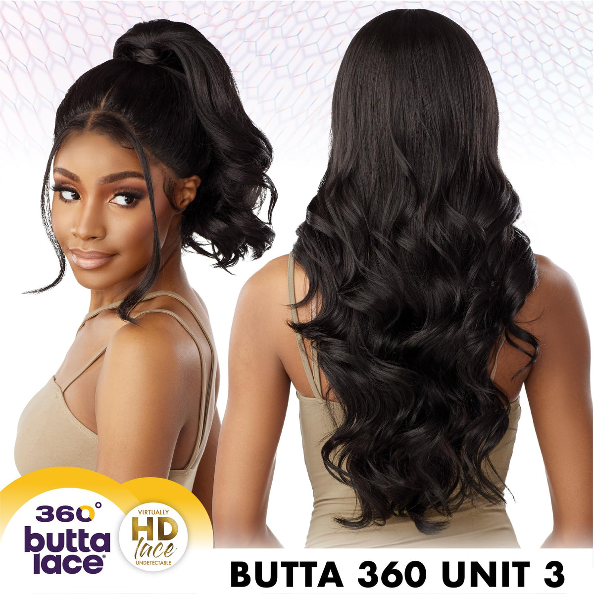 Sensationnel Butta 360 Lace Wigs - Unit 3 Wider Parting 360 Degree Lace Glueless Synthetic Preplucked Hairline (T4/BUTTERSCOTCHB