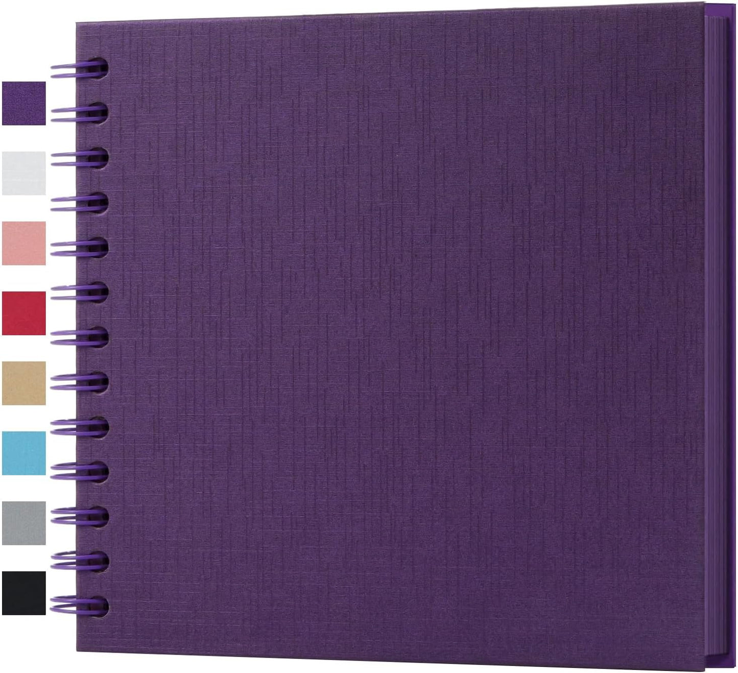 potricher 7 x 7 Inch DIY Scrapbook Album 40 Pages Hardcover Kraft Paper Scrap Book Photo Albums Memory Book for Wedding and Anniversary Family (Purple, 7 Inch)