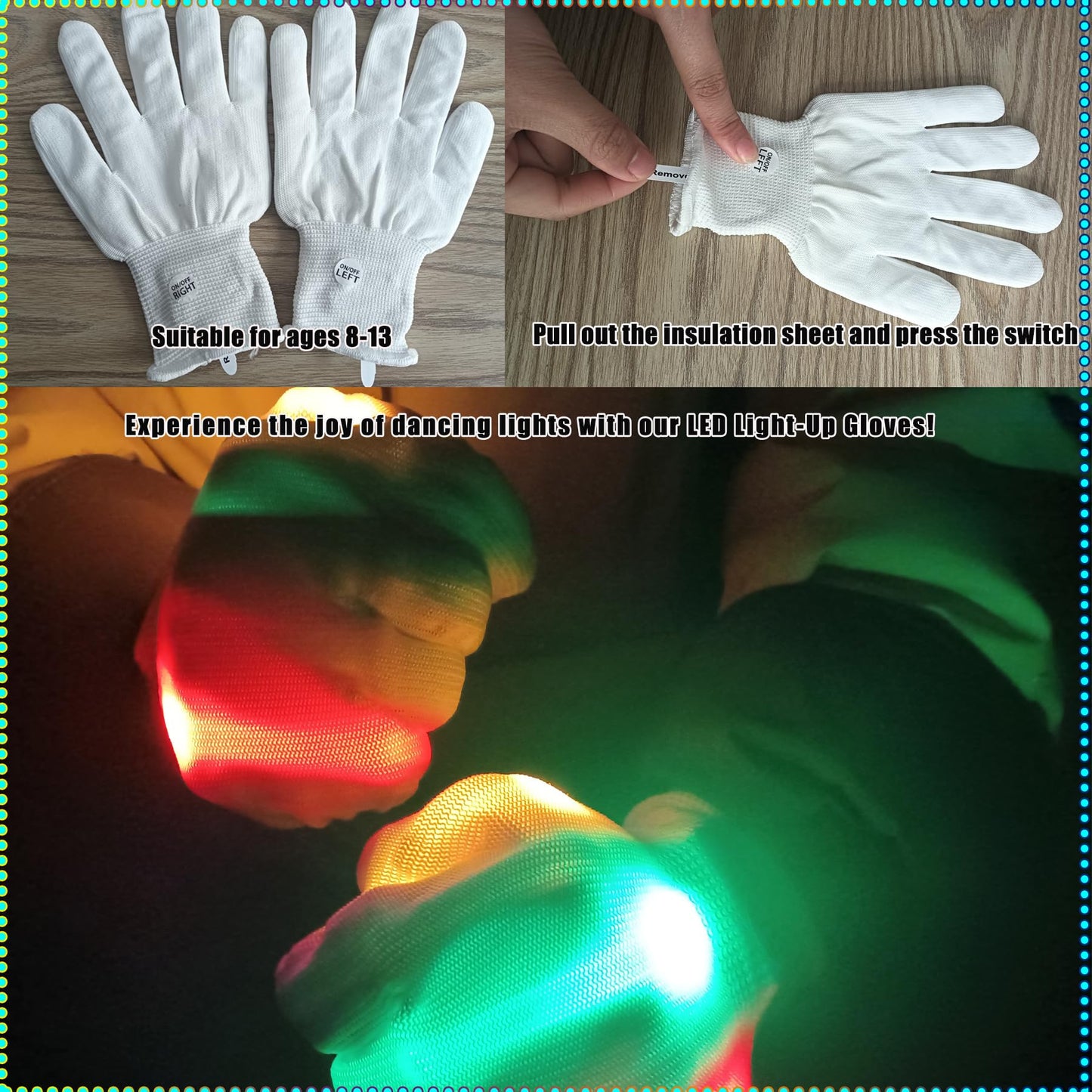 VICAITOYS Toys for Ages 8-13 LED Gloves Toys for Boys Age 8-10 Light Up Gloves, Light Up for Kids Birthday Easter Gift Cool Fun Toys for 8-13 Year Old