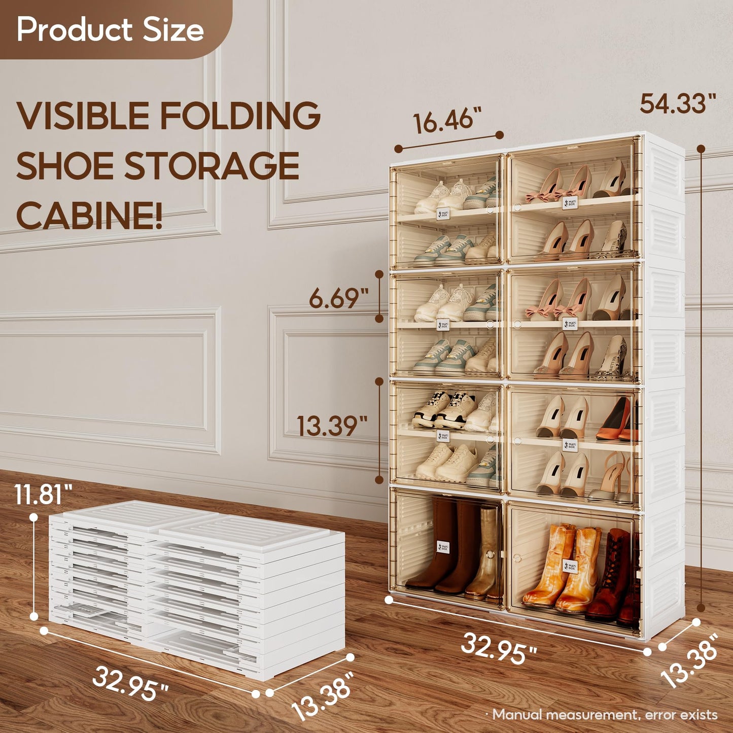 ANTBOX Portable Shoe Rack Organizer for Closet Entryway, Stackable Sneaker Storage Shoe Cabinet with Magnetic Clear Door, Large Plastic Storage containers Bins with Lids 7 Tiers 28 Pairs