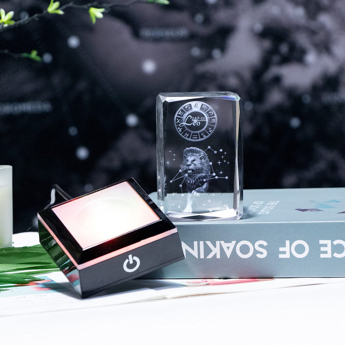 3d Crystals Leo Zodiac Astrology Gifts For Women Men,Leo Glass Figurine Decor Constellation Stuff July Auguest Birthday Gifts For Girlfriend Woman Aunt Wife Keepsake Sign Decor Symbolic: Sober