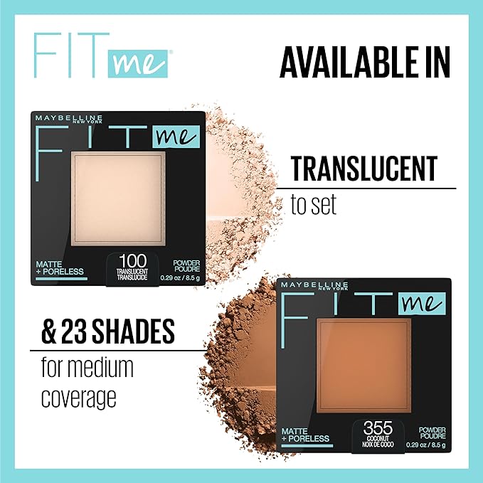 Maybelline Fit Me Matte + Poreless Pressed Face Powder Makeup & Setting Powder, Coconut, 1 Count