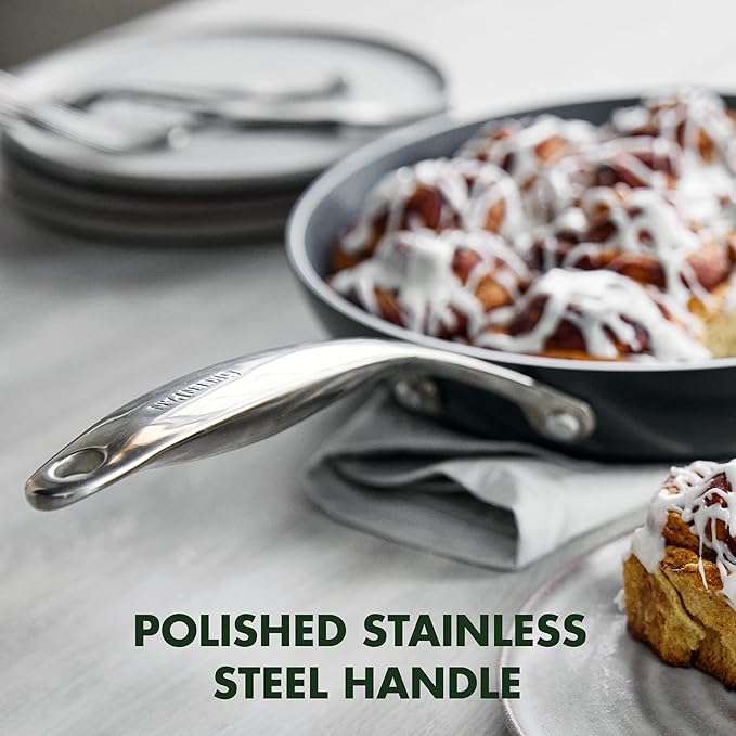 GreenPan Valencia Pro Hard Anodized Healthy Ceramic Nonstick 10" Frying Pan Skillet with Lid, PFAS-Free Cookware, Stainless Steel Handle, Induction Suitable, Dishwasher Safe, Oven Safe, Gray