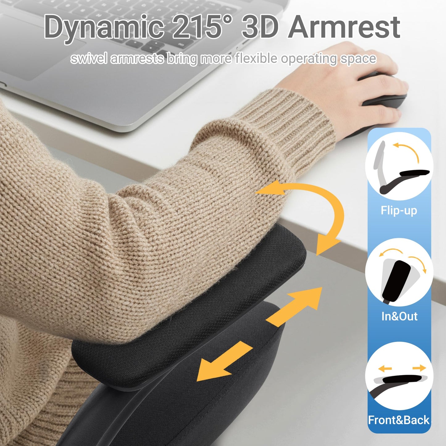 HYLONE Drafting Chair Tall Office Chair with Flip-Up and Adjustable Armrests Ergonomic Computer Chair with Adjustable Footrest Ring Mesh Standing Desk Chair (Black)