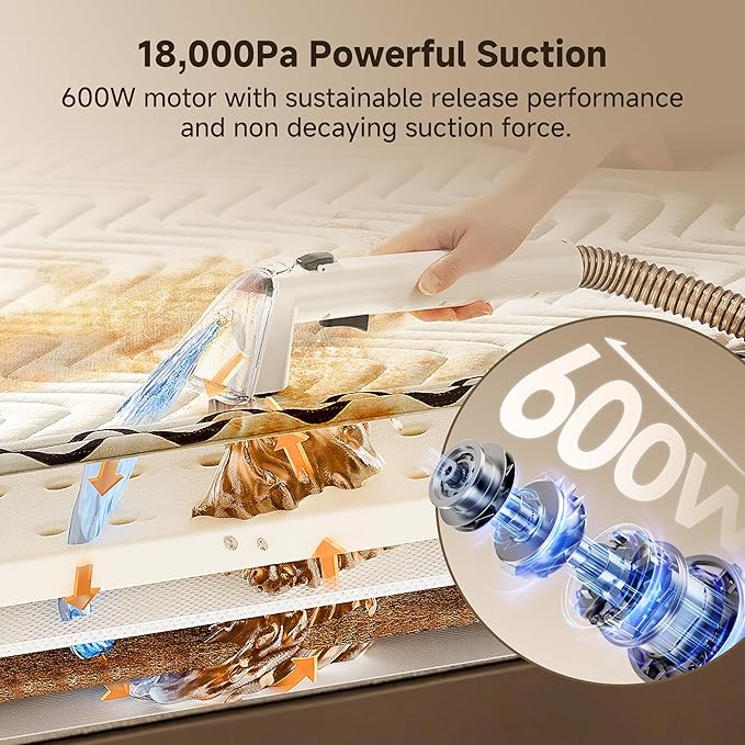 uwant Portable Carpet Cleaner 18Kpa Powerful Suction Upholstery Cleaner Machine for Pet, Spot Cleaner with Specialty Tools for Car, Couch, Rug, Sofa, Furniture (Motor 18Kpa)