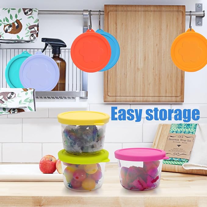 1 Cup Silicone Replacement Lids Storage Cover for Pyrex 7202-PC and Anchor Hocking Glass Bowls (Container not Included) 6 Pack Microwave, Dishwasher and Freezer Safe