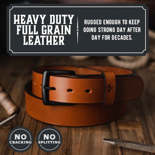 Main Street Forge American Made Mens Work Belt | Leather Belts for Men | Black Belt Men 48