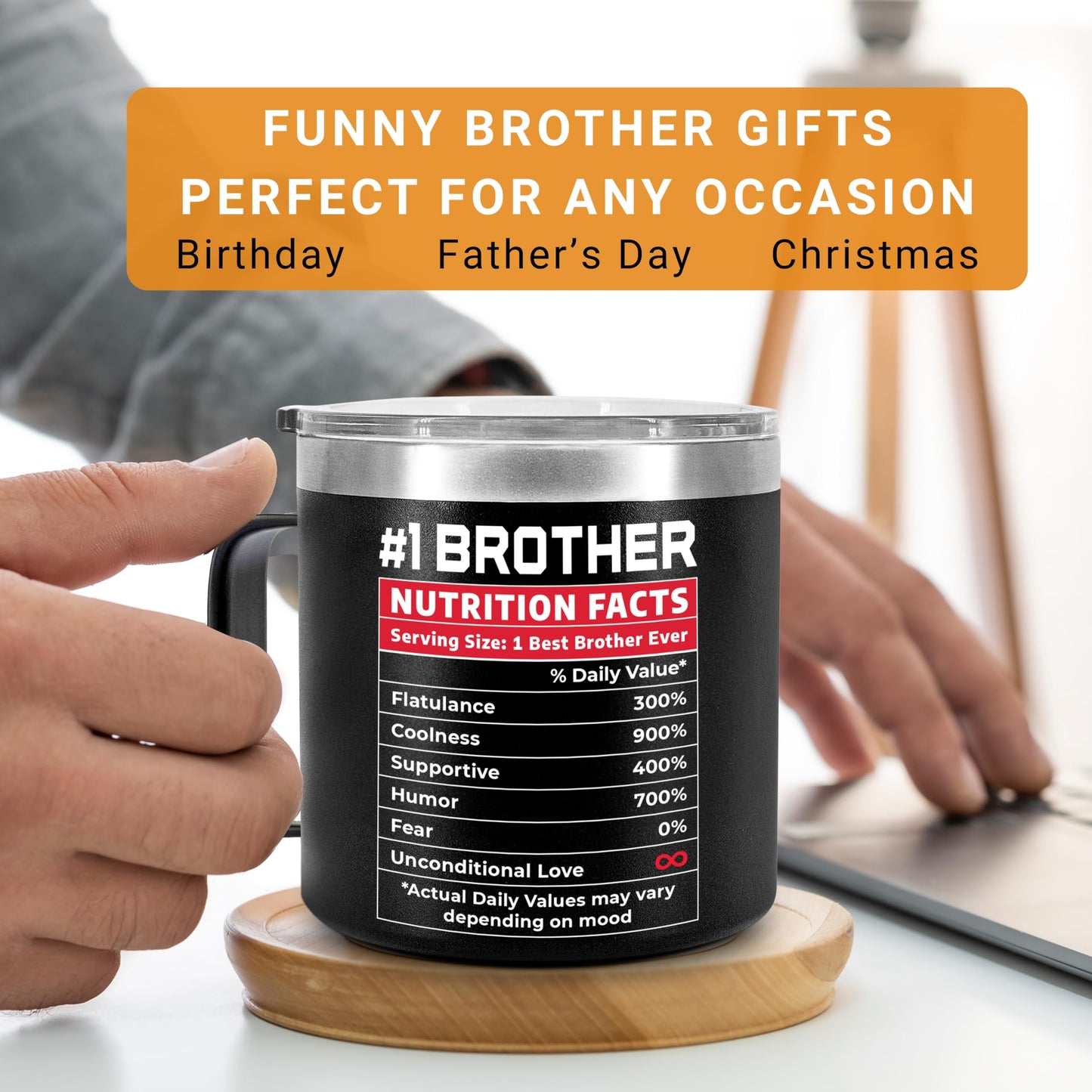 CHUSUKASU Gifts for Brother from Sister, Birthday Gift for Adult Older Bro, You Are A Really Great Brother Mug Tumbler 14Oz - Insulated Coffee Cup with Lid and Gift Box