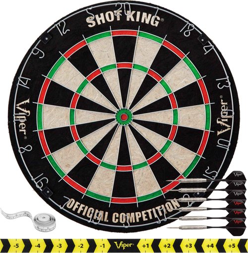 Viper ProScore Digital Dart Scorer Scoreboard 40 Games Black & Shot King Regulation Bristle Steel Tip Dartboard Set