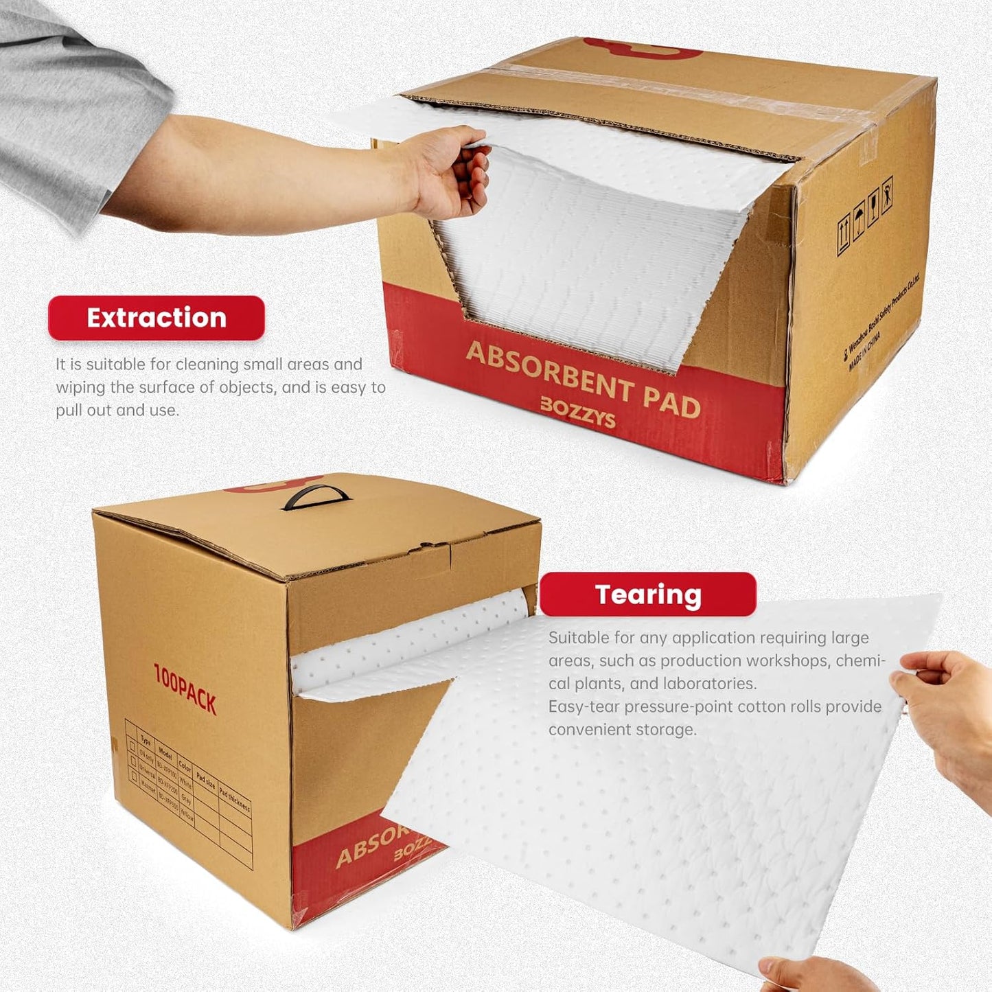 Oil Absorbent Pads Roll | 16"x20" Oil-Only Spill Mat 100-Pack | Industrial Spill Control for Oil & Fuel(32 Gal/Box) | Repels Water Absorbing Rolls