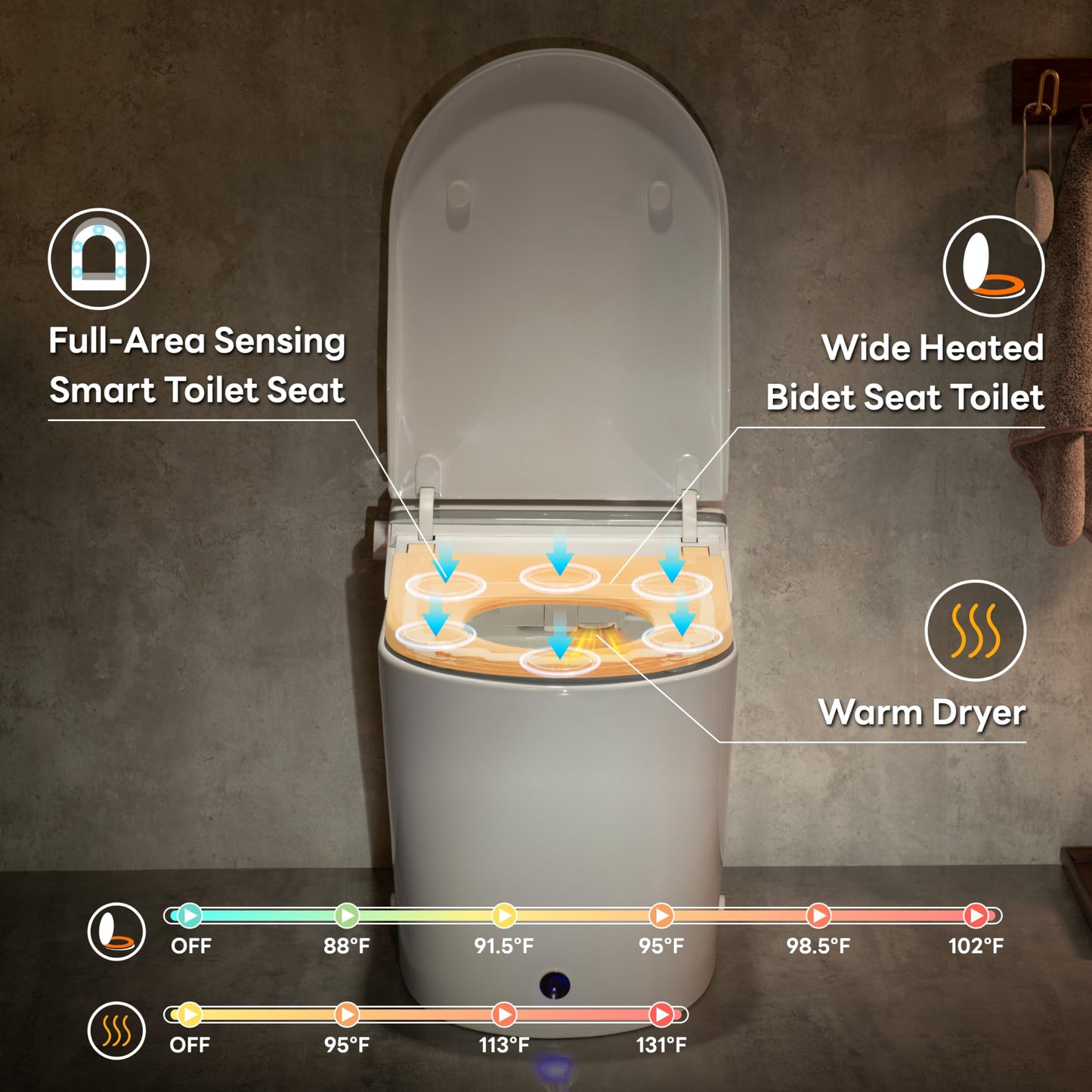 Casta Diva Smart Toilet with Bidet Built in, ADA Comfort Bidet Toilet, Foot Sensor & Auto Open/Close, 1000g MaP Auto Flush, Heated Seat & Foam Dispenser, Built in Tank, Blackout Flush(K050Pro)
