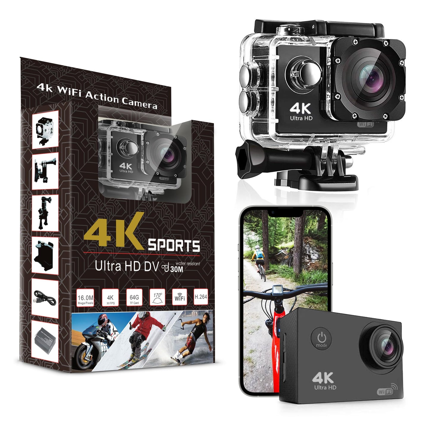 Falcon 4K Drone with Camera | Quadcopter for Kids and Adults, Beginner to Pro, Xtreme Pro Cam 4K Action Camera - Ultra HD Waterproof Camera with Wi-Fi, 170 Wide Angle