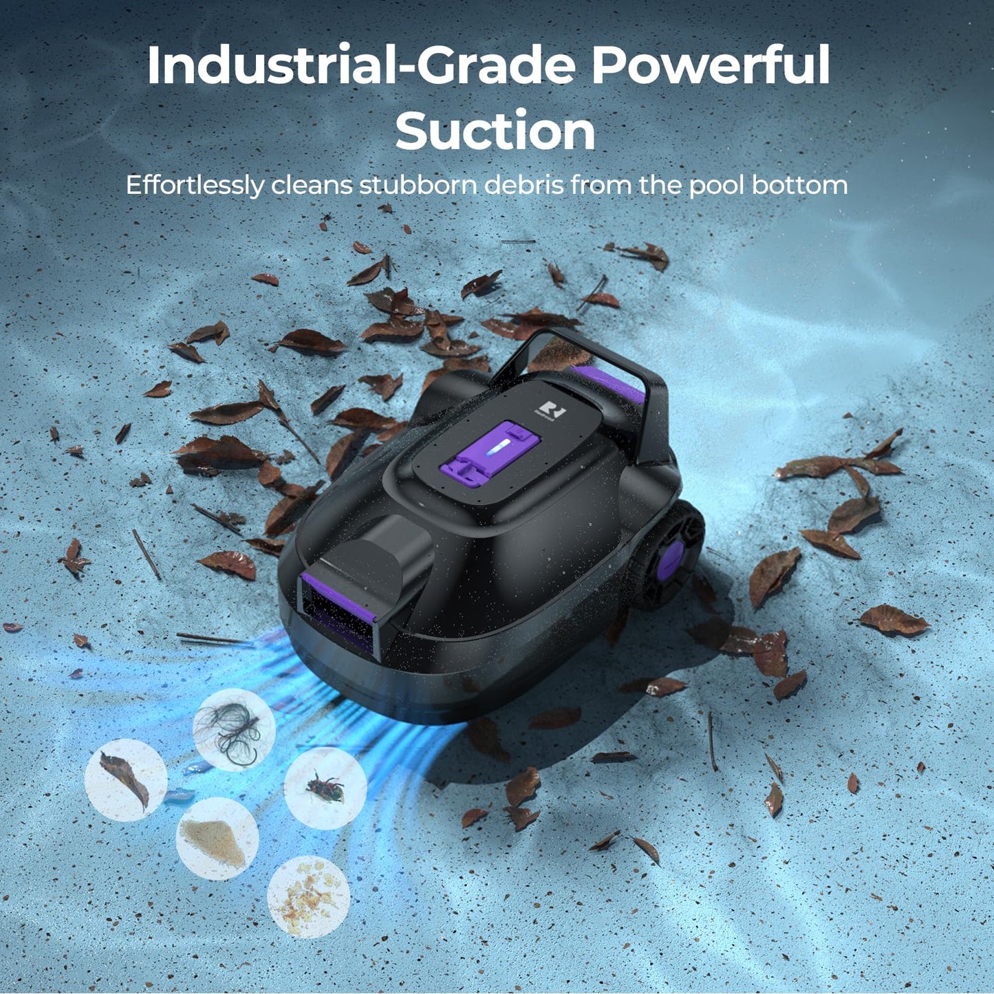 Redroad Robotic Pool Cleaner with Dual-Drive Motors,Dual-Layer Filtration, 180Min Runtime, Powerful Cordless Pool Vacuum for Above-Ground & Flat Pools,Auto-Parking Design,Double Suction Port