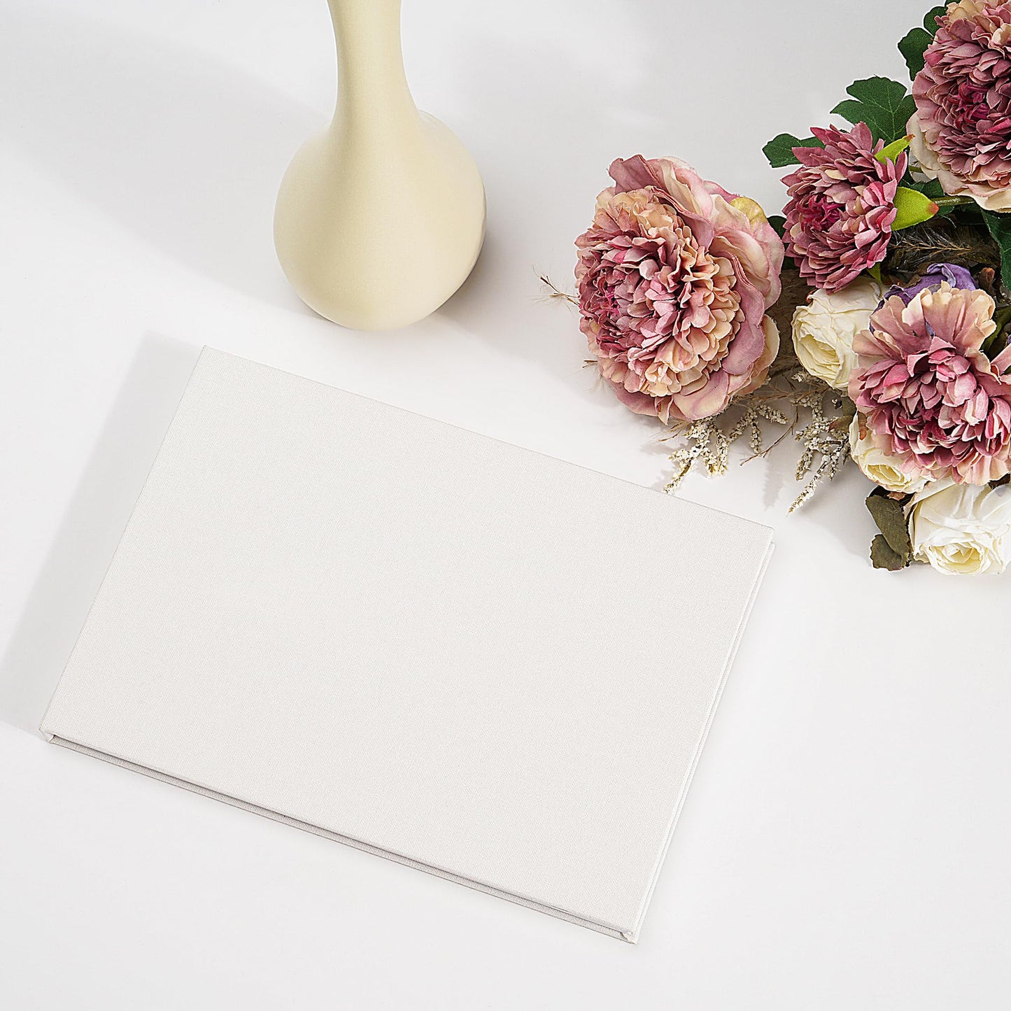GXNI Luxury Linen Bound Video Book, 7" IPS Display, 4GB Memory, Rechargeable Battery, Up to 3 Hours HD Video Storage, Perfect for Weddings, Graduation Birthdays, Anniversaries, and More (Beige)