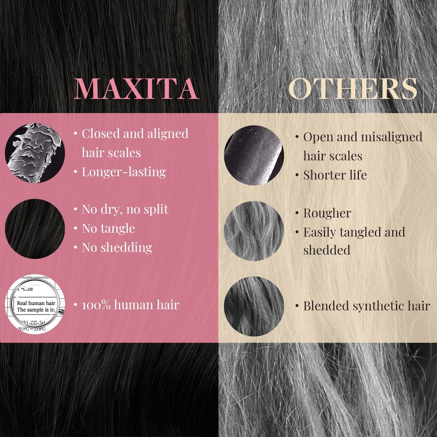 MAXITA Clip in Hair Extensions Real Human Hair, 18 Inch Natural Black 7pcs 120g, Remy Human Hair Extensions Clip in Black Hair E