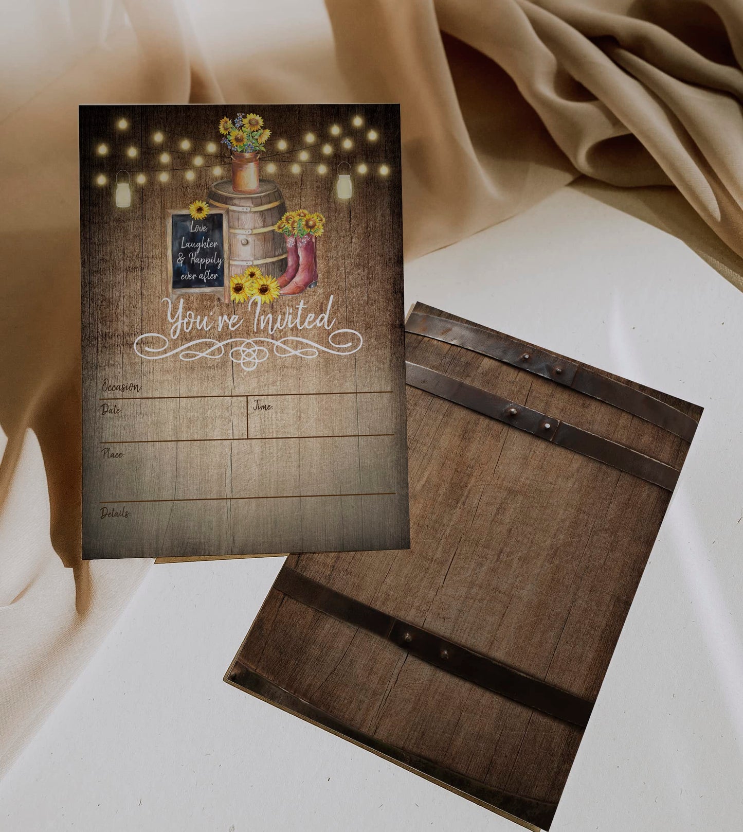 Your Main Event Prints Country Rustic Sunflower Invitations - Rustic Elegant Invites for Wedding Rehearsal Dinner, Bridal Shower, Engagement
