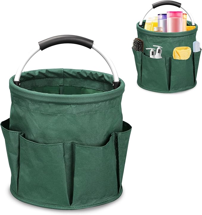Cleaning Caddy for Cleaning Supplies, 17L Cleaning Supply Caddy with Handle Foldable Cleaning Supplies Organizer Bucket Tool Bag Organizer Cleaning Products Organizers for Home, Garden (Dark Green)