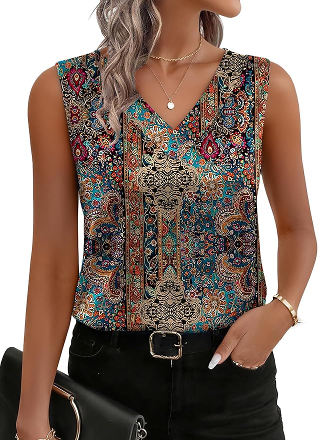 Zeagoo Women's Silk Satin Tank Tops V Neck Casual Camisoles Sleeveless Business Work Blouses Dressy Summer Shirts