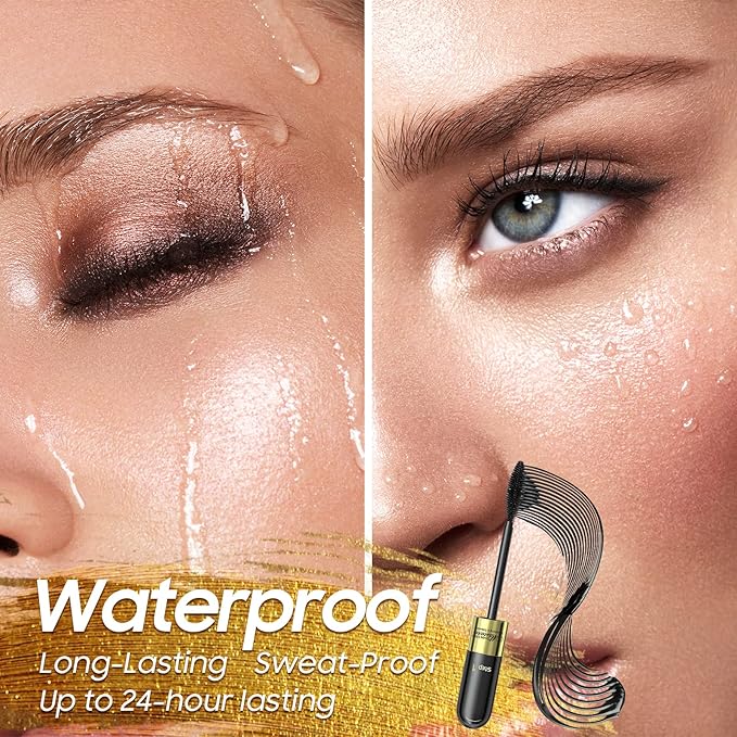 Volume and Length Liquid Mascara - Waterproof and Sweat Resistant Black Mascara Curling Eyelashes and Fast Dry, No Flaking and No Clumping, Cruelty Free, Create Dramatic Lashes (Black)