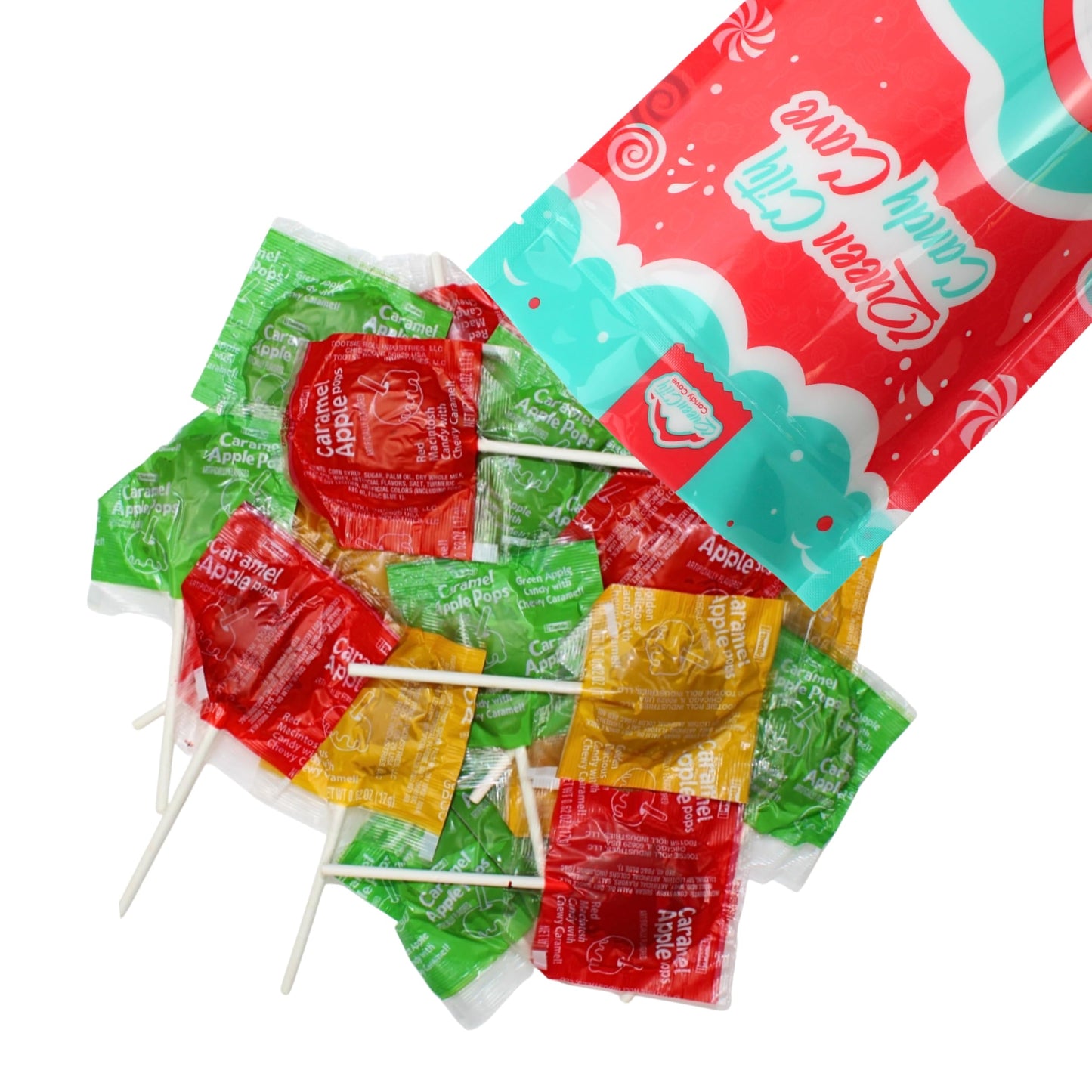 Assorted Caramel Apple Lollipops, Delicious Fall Flavored Caramel Apple Suckers Bulk, by Queen City Candy Cave (1 Pound)