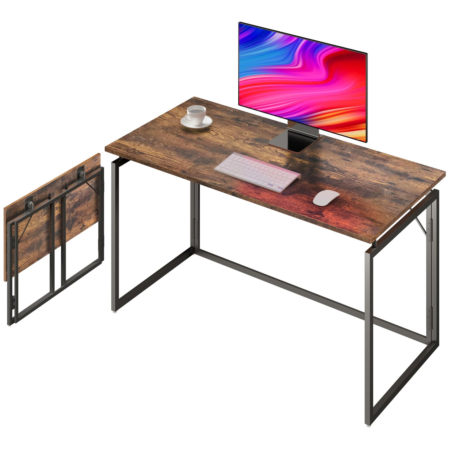 alawooder Folding Desk 30 Inch - No Assembly Small Foldable Desk for Small Space Minimalist, Space Saving Collapsible Compact Desks Portable Table for Craft, Writing, Study and Work