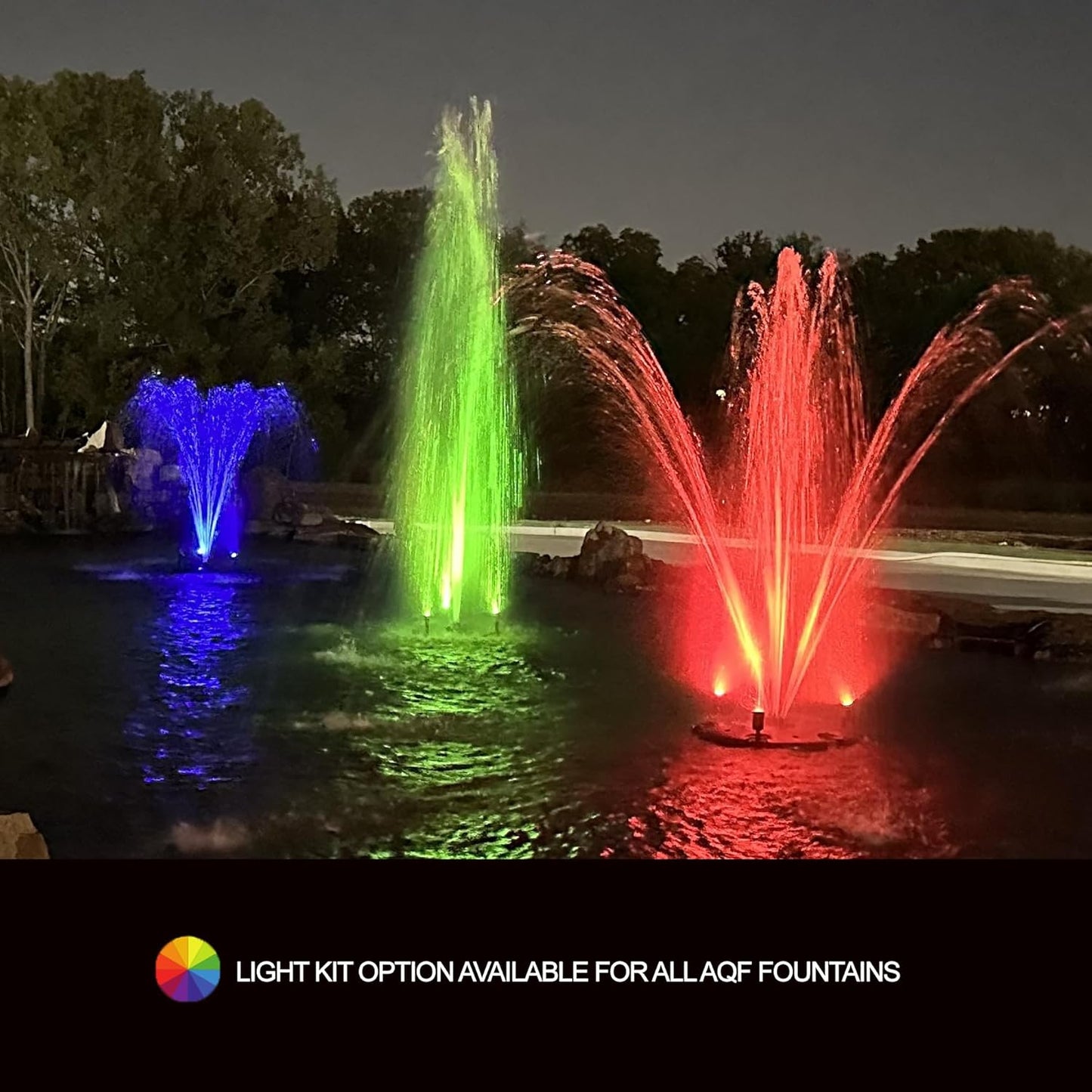 HALF OFF PONDS Floating Fountain – 1.5 HP Pond Aerator with 200' Cord – 12,500 GPH Water Pump –11 Spray Patterns - Energy-Efficient - White LED Lights - for Large Ponds, Lakes & Water Gardens