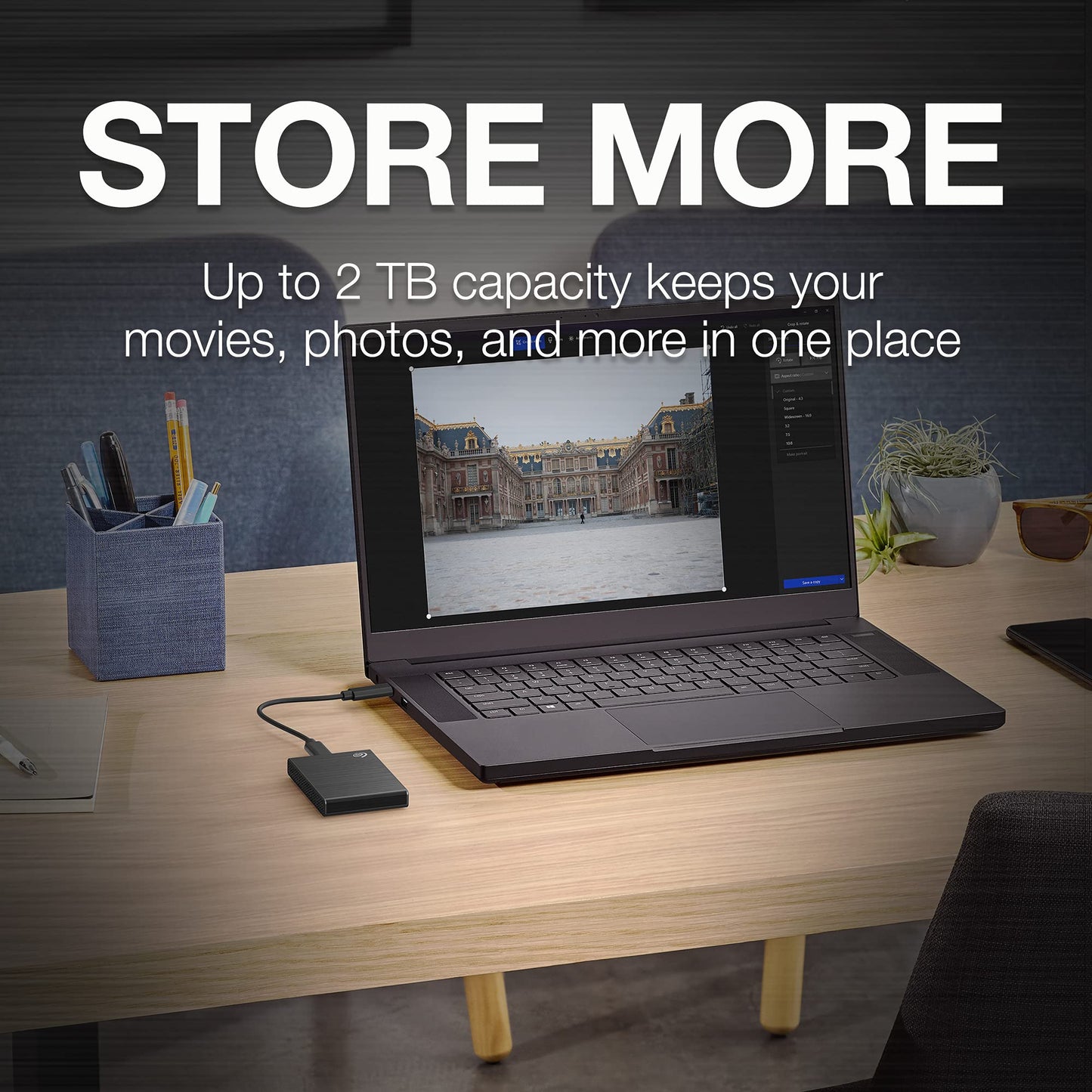 Seagate One Touch Ssd 500Gb External Ssd Portable - Black, Speeds Up To 1030Mb/S, 6Mo Mylio Photo+ Subscription, 6Mo Dropbox Bac