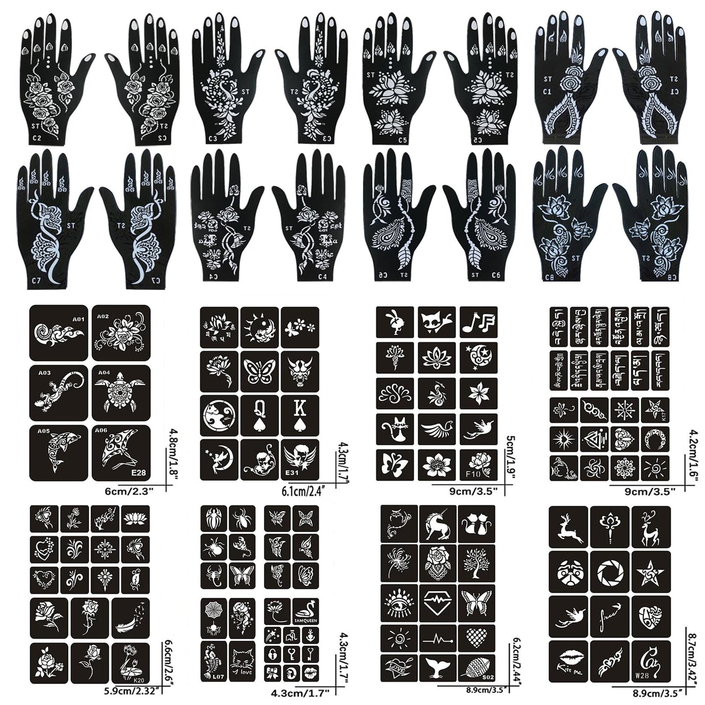 Henna Tattoo Stencils 138 PCS, 24 Sheets Airbrush Tattoo Templates,Reusable Tattoo Stencils Kit for Women Teens Girls,DIY Tattoo