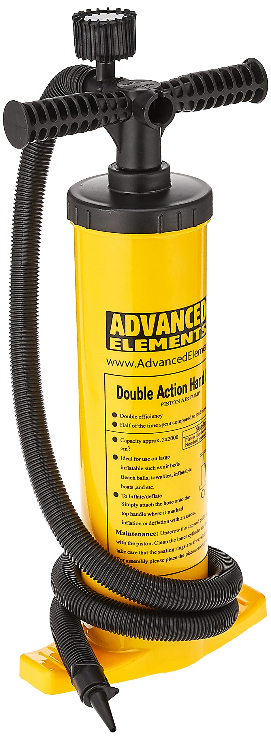 Advanced Elements Lagoon 1 Person Inflatable Kayak & Double Action Pump with Pressure Guage, Yellow, One Size