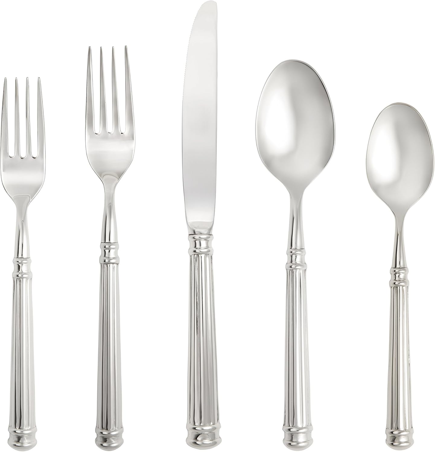 Fortessa Nyssa 18/10 Stainless Steel Hollow Handle Flatware 5 Piece Place Setting, Service for 1