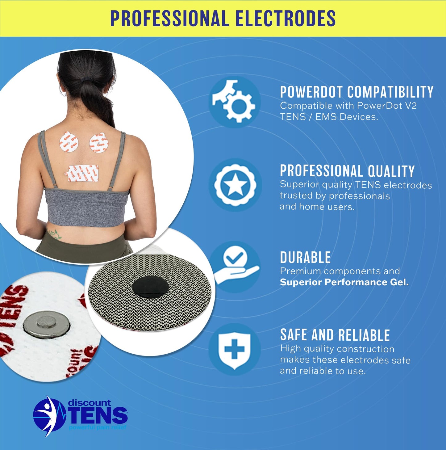 Discount TENS - PowerDot 2.0 Compatible Electrodes – 12 Premium Magnetic Connector Electrodes, Self-Adhesive Muscle Stimulation Pads for Recovery, Performance & Pain Relief. New and Improved!