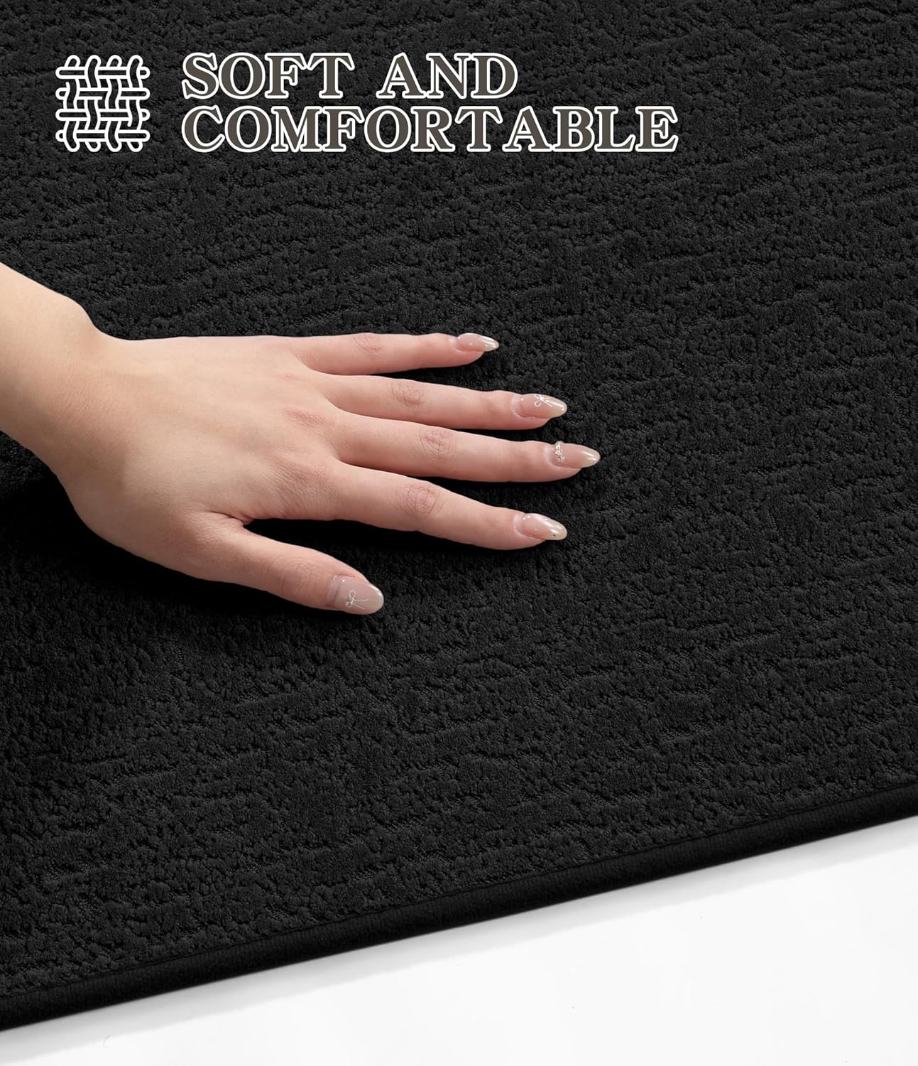 chakme Bathroom Rugs Mat 36x24, Ultra Thin Non Slip Bath Mat Quick Dry Absorbent Bath Mat for Bathroom Floor, (Black, 36"x24")