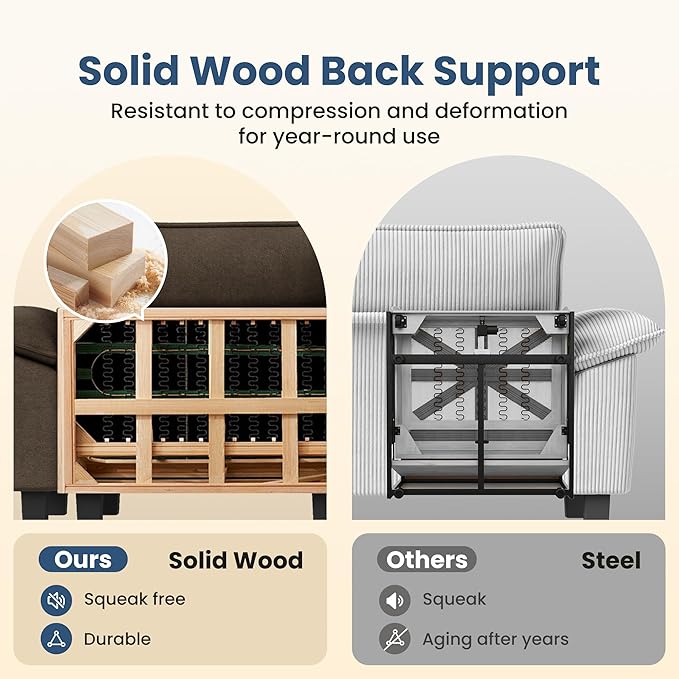 PHI VILLA Indoor Modular Sectional Couches Sets, 2-Piece Armless Sofa Set, 2-Seater Upholstered Couch for Living Room Small Spaces, Chenille Fabric, Taupe