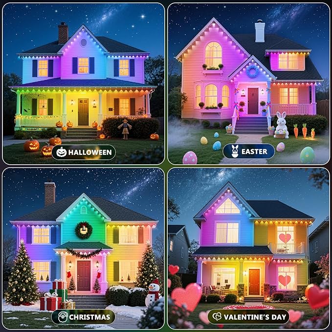 LETIANPAI 500FT Permanent Outdoor Lights,RGB Eaves Lights with App Control Remote,DIY Scene Modes IP67 Waterproof Outdoors Under Eave Lighting,Outdoor Light for Garden Decor