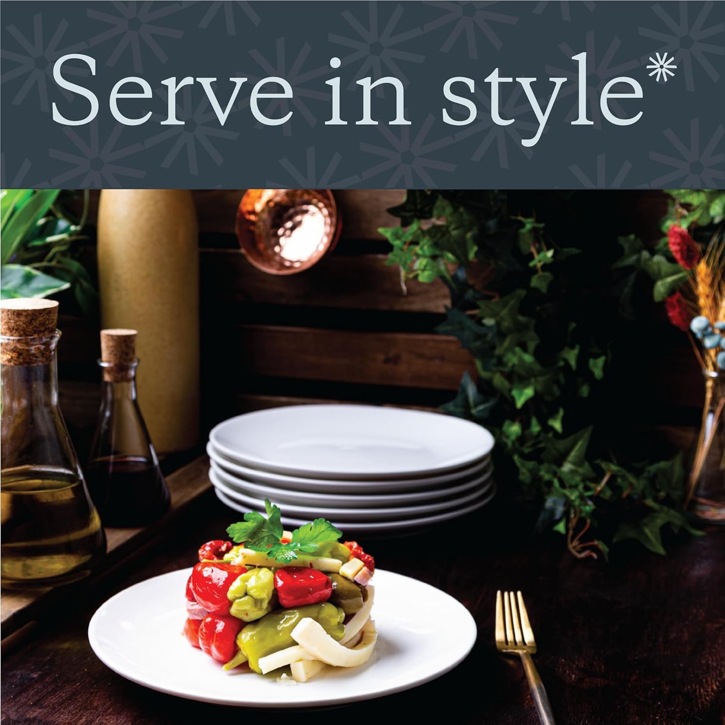 Vikko Appetizer Plates, Set of 4 White Ceramic Plates, Salad Plates Set, Stackable 8 Inch Round Plates, Dishwasher Safe, Bead and Butter Plates, Durable Plates for All Occasions