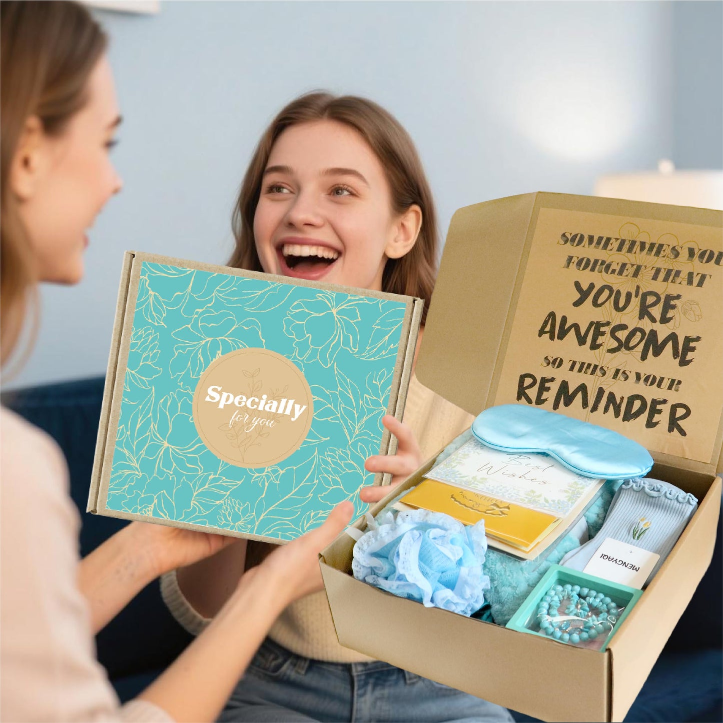 Birthday Gifts for Women Self Care Gifts Get Well Soon Gifts, Ocean Relaxing Spa Gifts Basket Care Package w/Luxury Flannel Blanket, Unique Idea for Mom Her Friends Sister Wife