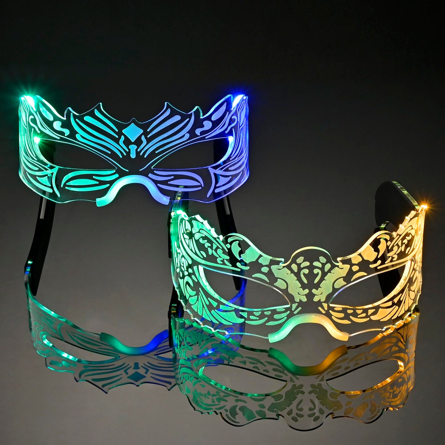 Oybete 2 Pairs Light Up Glasses For Party LED Masquerade Mask Cosplay Costume Neon Sunglasses Festival Accessories,Gifts (Cool Glasses)