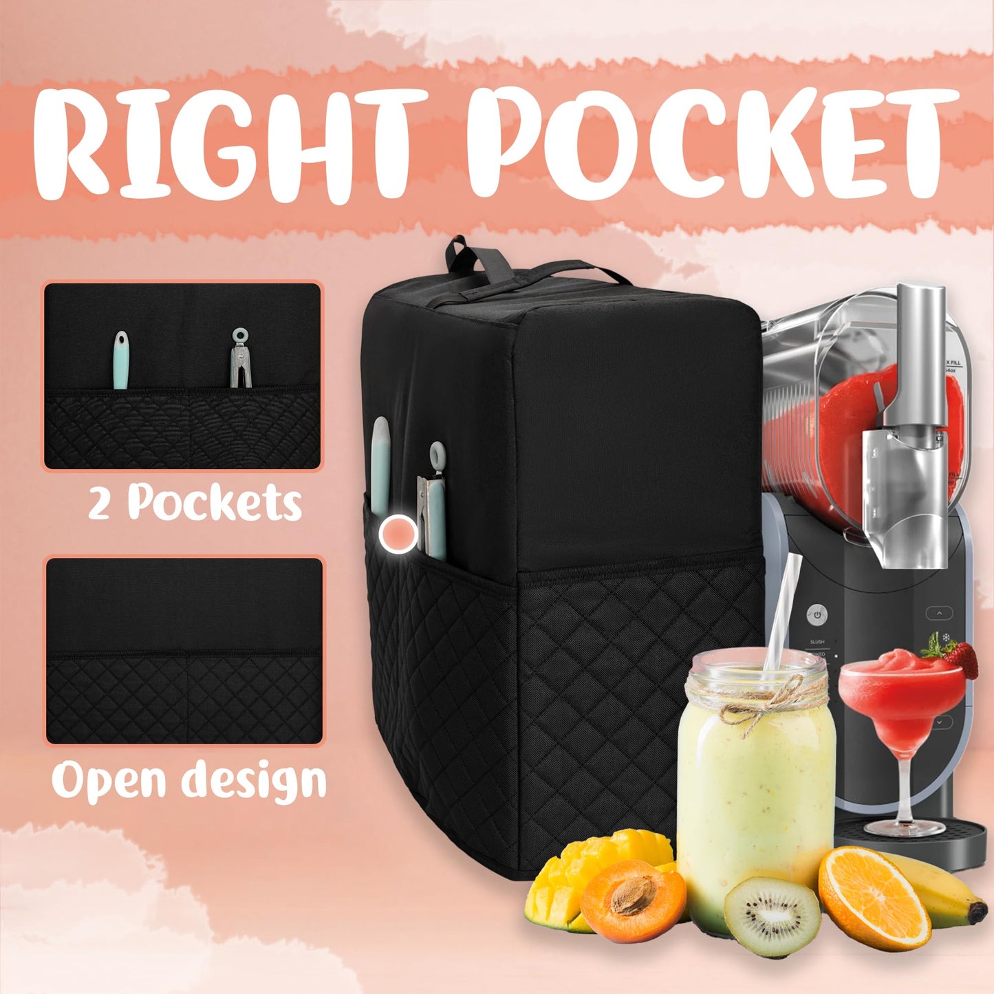 CROTIRAD Slushie Machine Cover for Ninja Slushy Frozen Drink Maker, Foldable Dust Cover for Ninja Slushie Machine, Easy Storage Fits Ninja Slushi Maker, Upgrade, Quilted Black