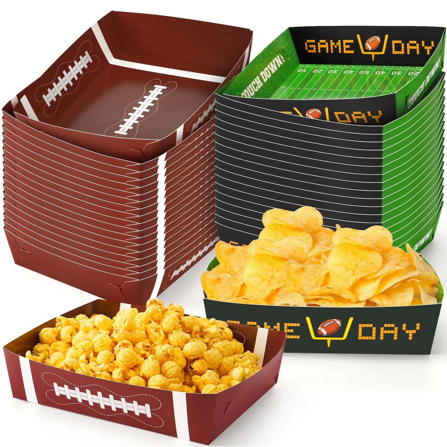 36Pack Football Party Decorations Large Football Food Plates Football Paper Snack Tray Disposable Bowls Football Theme Party Favors for Gameday Carnivals Sport Game Events Birthday Party Supplies