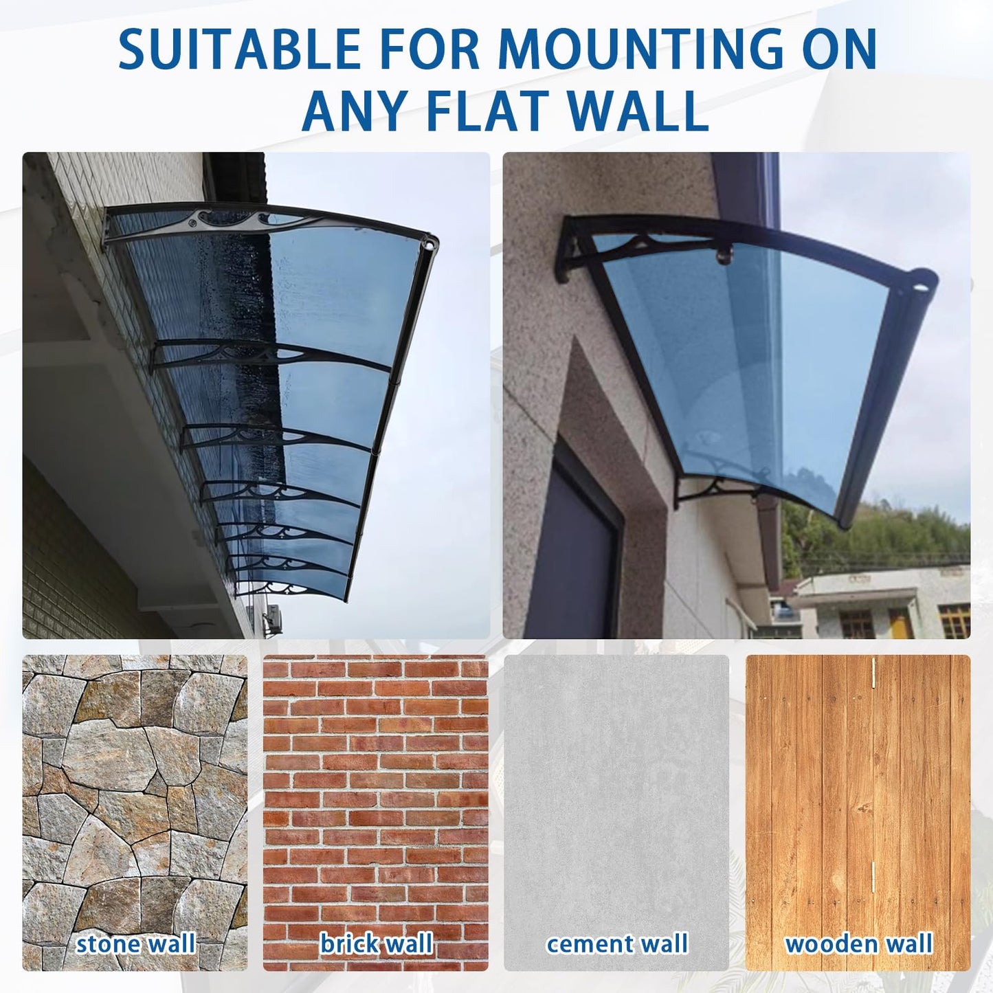 Awning for Door Entrance - Aluminum Bracket awnings for Doors Canopy Metal awnings for Windows Outside Front Doors/Window Overhang porches 24x32in Awning Canopy for Patio/Deck/Cellar UV/Rain