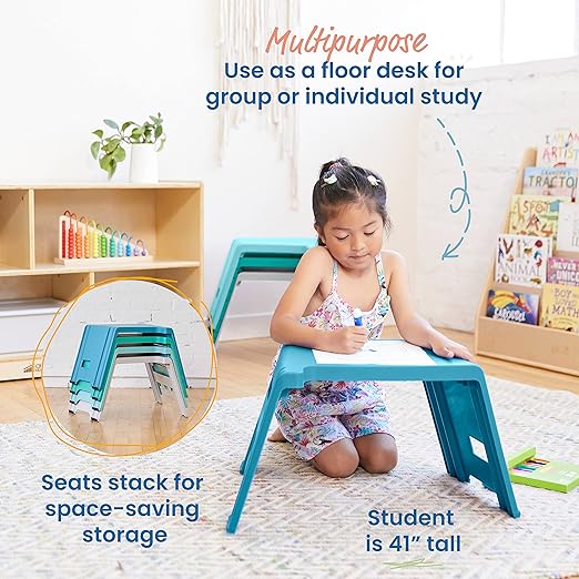 ECR4Kids Linking Stool Set, Flexible Seating, Contemporary, 4-Piece