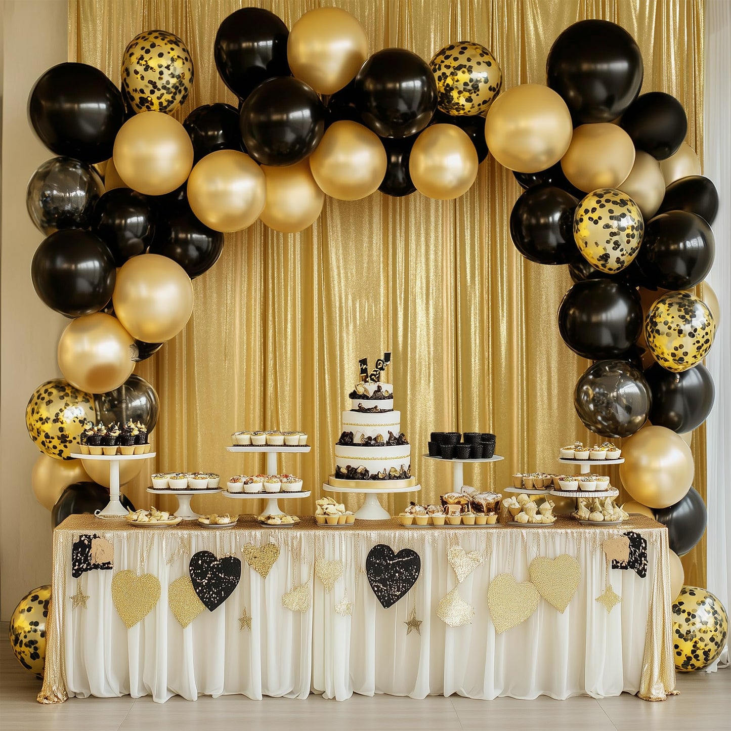 10x10 ft Gold Sequin Backdrop Curtain Panels for Parties, Wrinkle Free Glitter Photo Backdrop Drapes 2 Panels 5x10FT Shimmer Back Drop Cloth for Wedding Birthday Christmas Photography Background