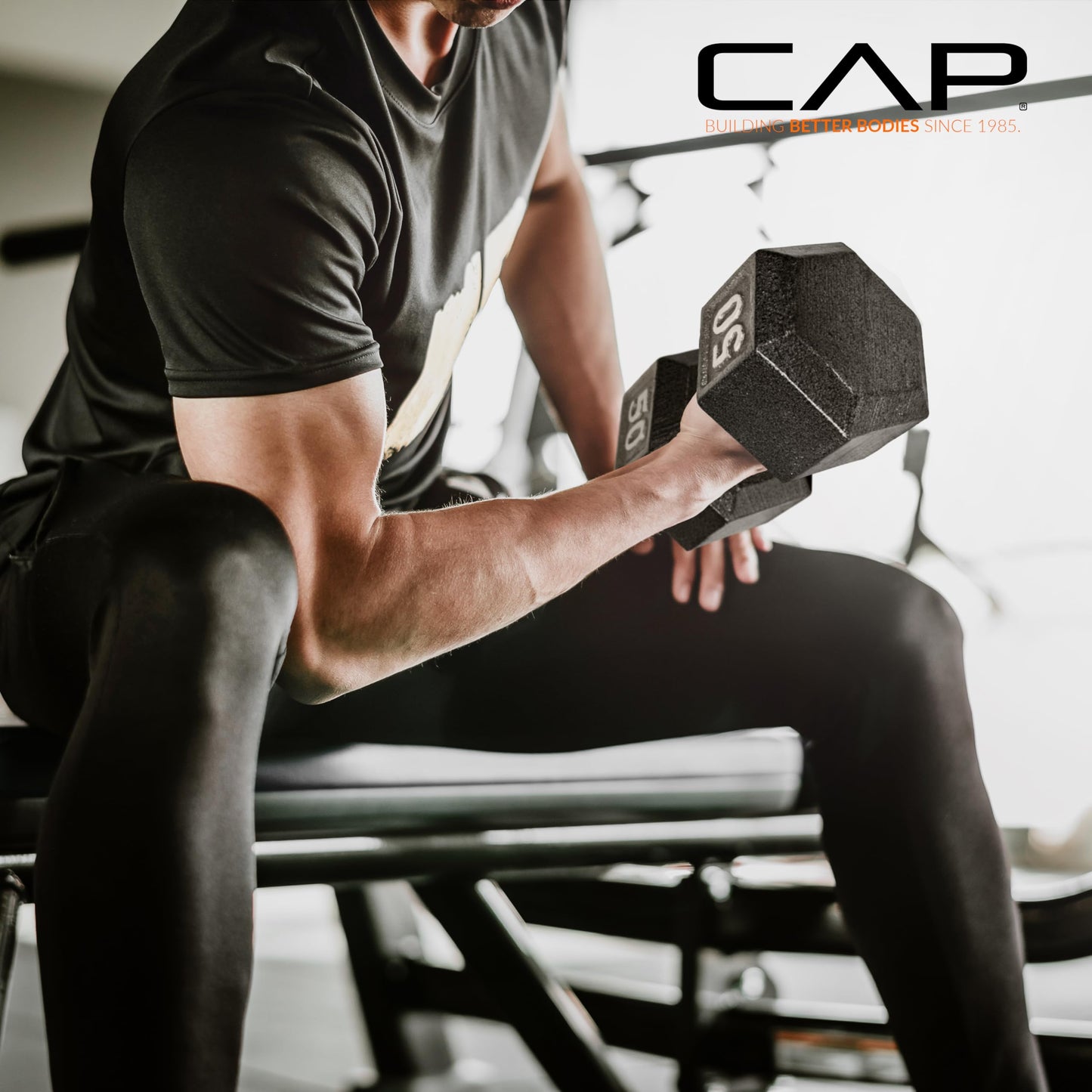 CAP Barbell Cast Iron Hex Dumbbell, Black, Single, 20 lb