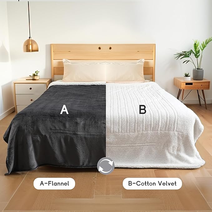 Heated Blanket Electric Blanket King Size 90''x100'' with 10 Heating Levels, 1-12 Hour Auto Shut Off, Machine Washable, Dual Controller Soft Warming Blanket for Couch, Bed, Office - Dark Gray