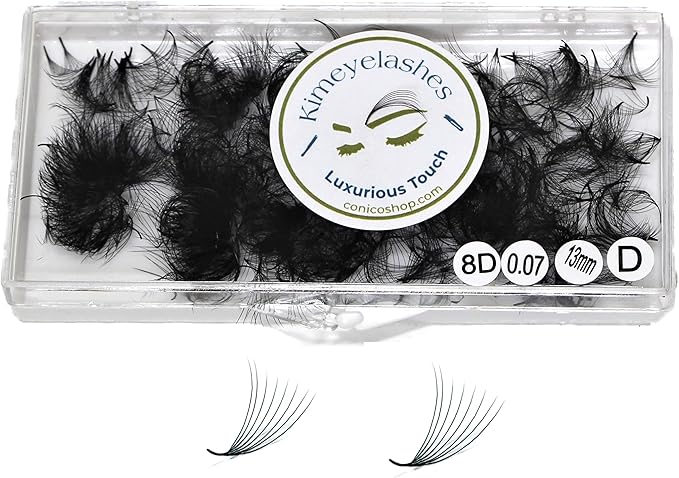 8D - 0.07 C and D Curl 1000 Premade volume fans loose Fans, Handmade eyelash extensions supplies Russian volume lash promade fan (8D - 0.07 - Curl C, 17mm)