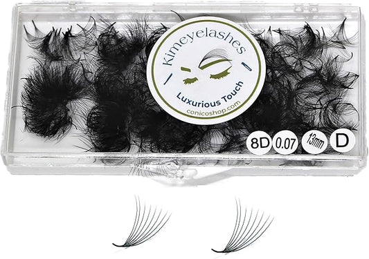 8D - 0.07 C and D Curl 1000 Premade volume fans loose Fans, Handmade eyelash extensions supplies Russian volume lash promade fan (8D - 0.07 - Curl C, 17mm)